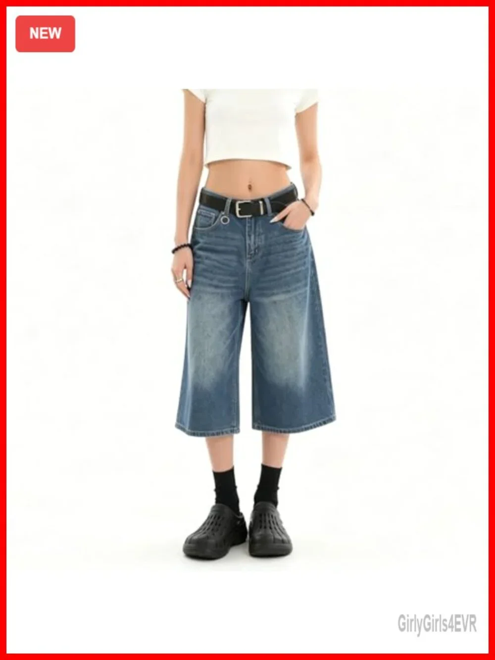 Baggy Wide Leg Denim Shorts Y2K Low Rise Streetwear Summer Casual